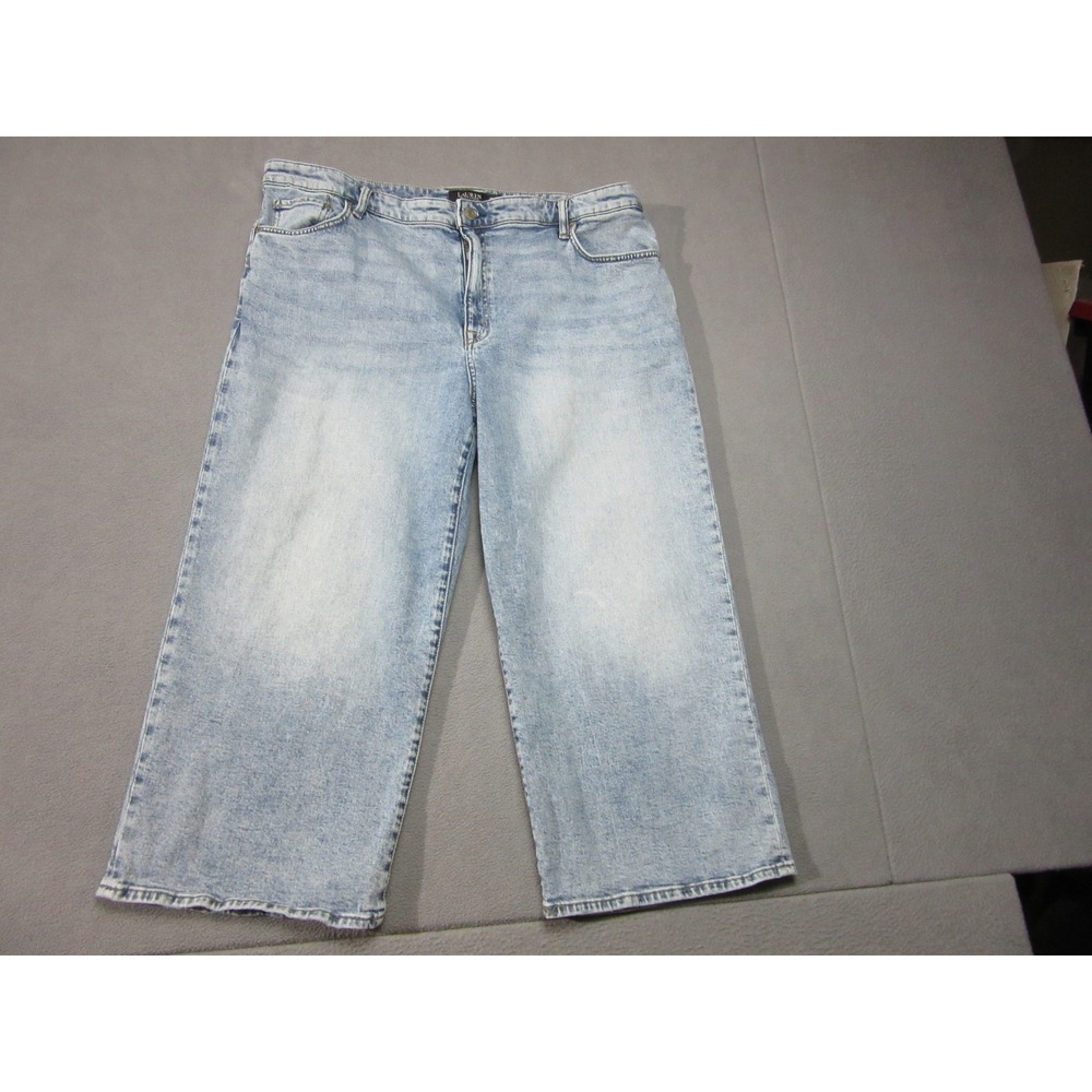 Lauren Ralph Lauren Jeans Womens 18W Blue Wide Leg Cropped Stylish Light Wash